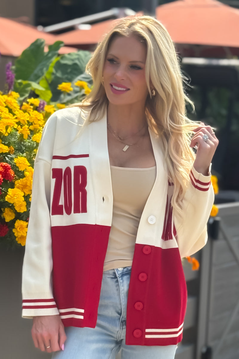 Arkansas Carley Card Lux Cardigan : Crimson