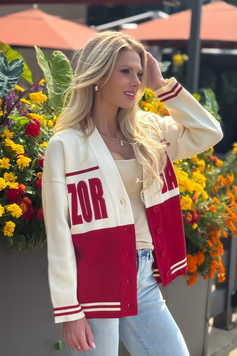 Arkansas Carley Card Lux Cardigan : Crimson