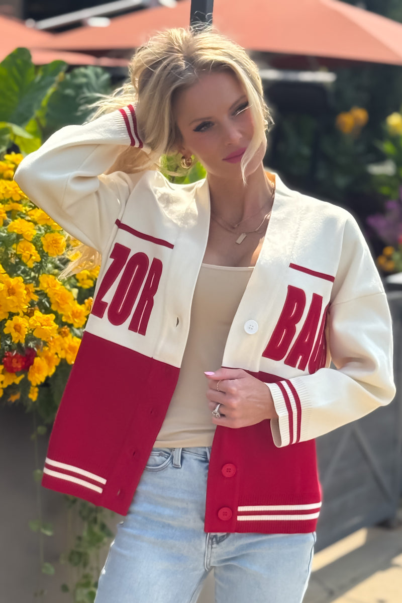 Arkansas Carley Card Lux Cardigan : Crimson