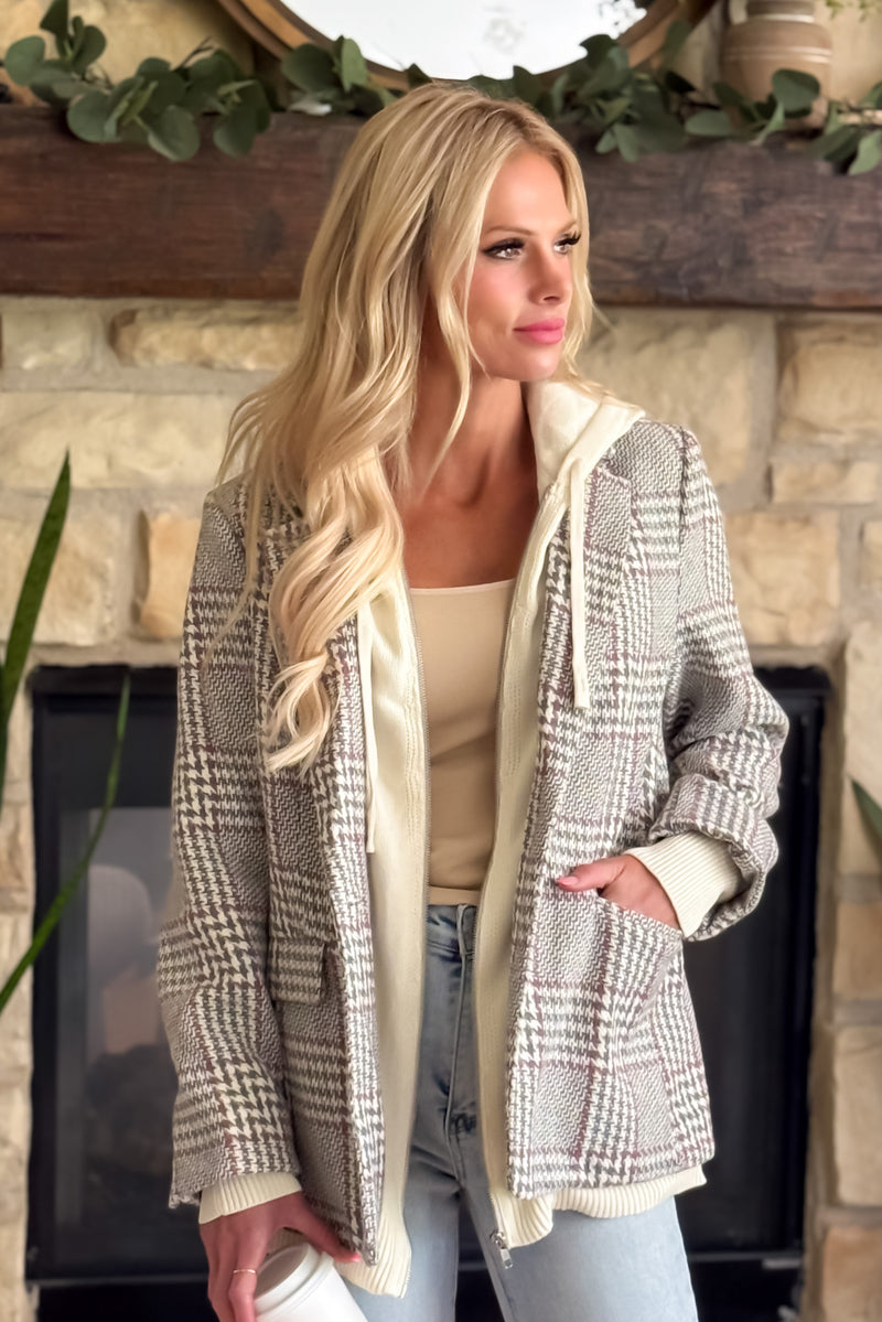 Anslie Checked Pattern Blazer : Grey