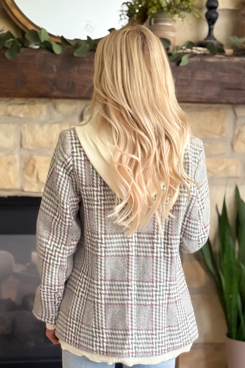 Anslie Checked Pattern Blazer : Grey