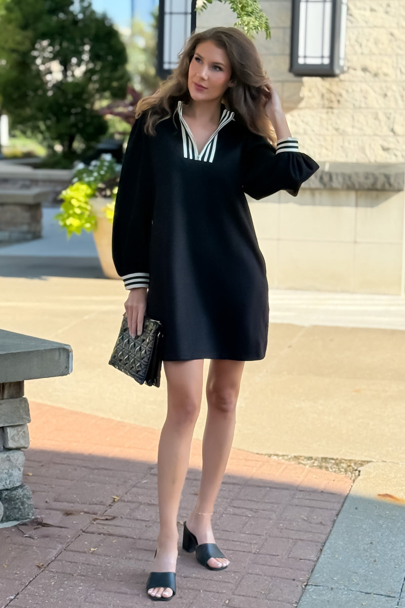 Quinne 1/4 Zip Mock Neck Dress : Black