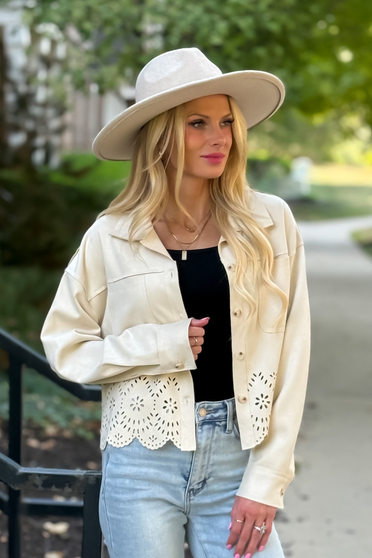 Viola Suede Shirt Jacket : Ivory