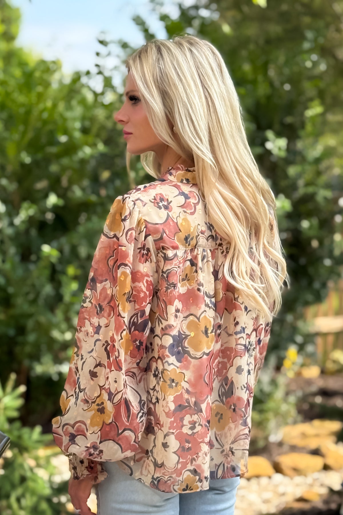 Zaneta Floral Print Top : Beige Combo