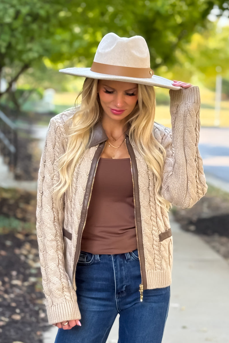 Yori Faux Knit Jacket : Taupe