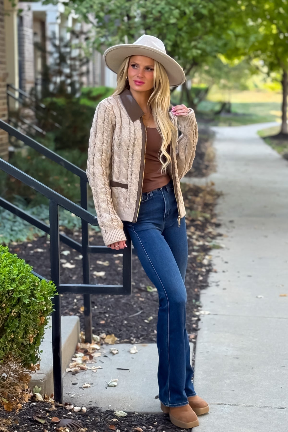 Yori Faux Knit Jacket : Taupe