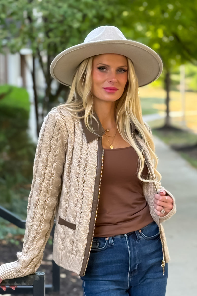 Yori Faux Knit Jacket : Taupe