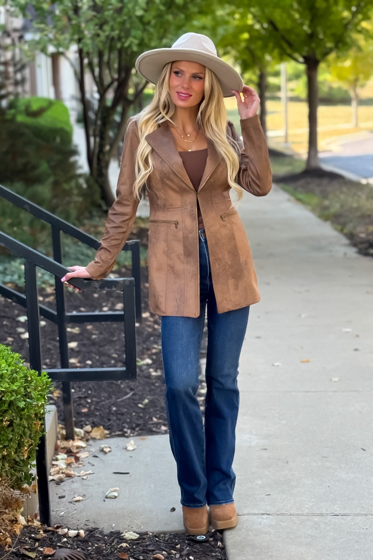 Charlie B Deka Faux Suede Jacket : Truffle