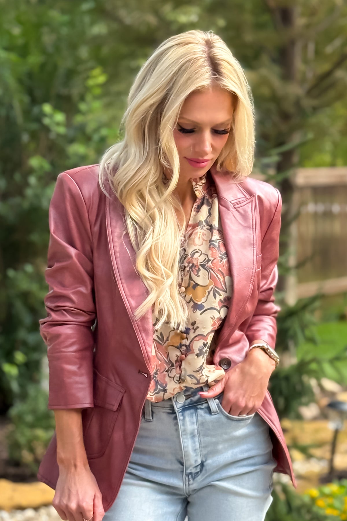 Argelia Faux Leather Jacket : Maroon