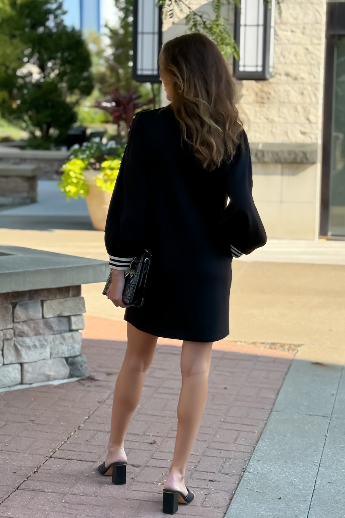 Quinne 1/4 Zip Mock Neck Dress : Black