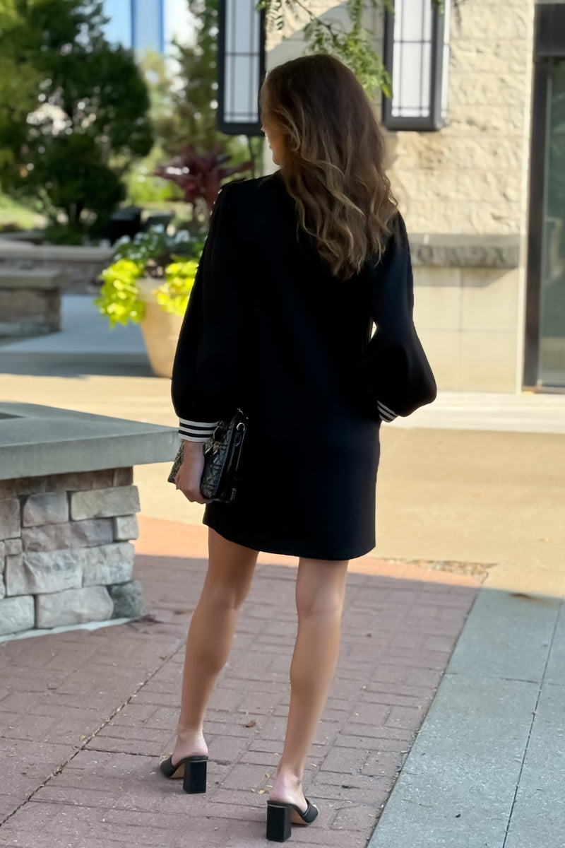 Quinne 1/4 Zip Mock Neck Dress : Black