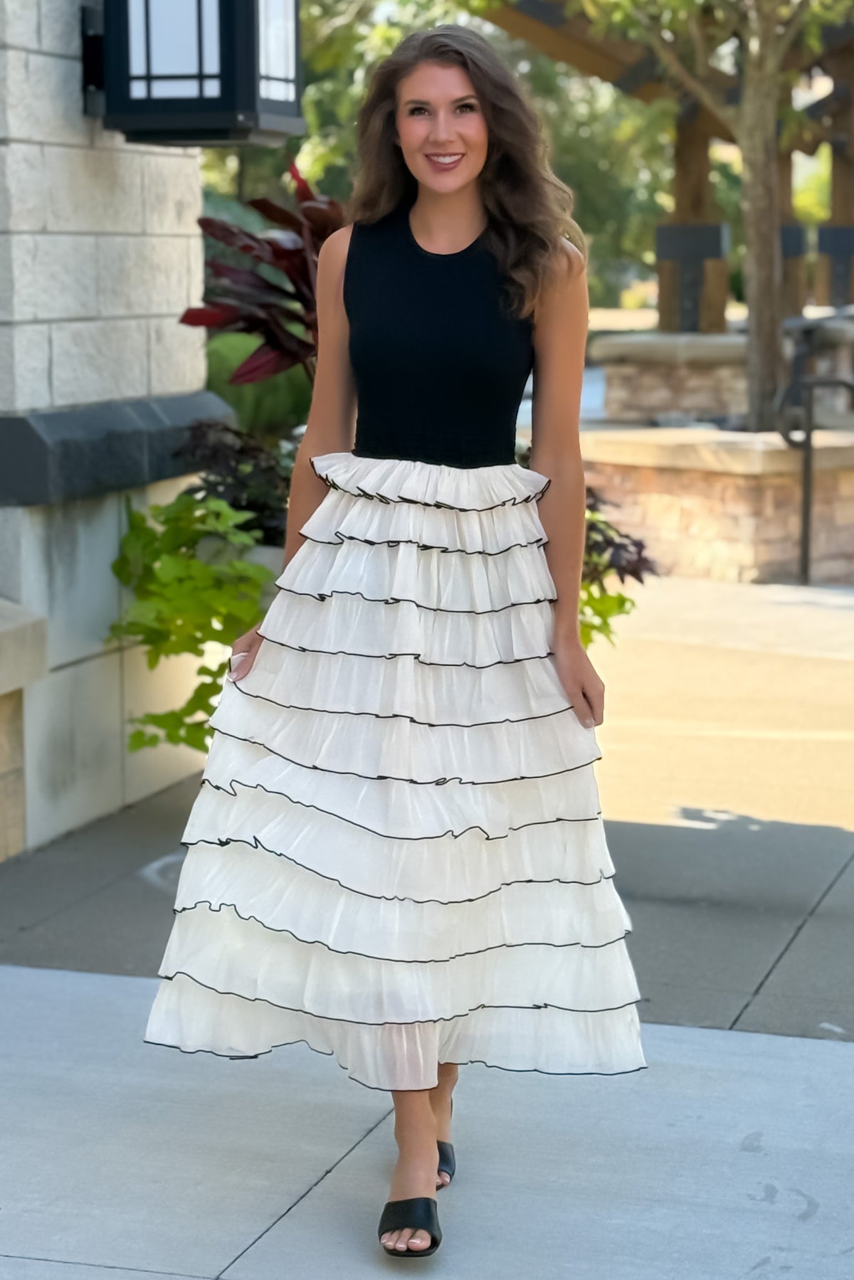 Sorel TCEC Tiered Maxi Dress : Black TeaElla Sorel TCEC Tiered Maxi Dress : Black TeaElla