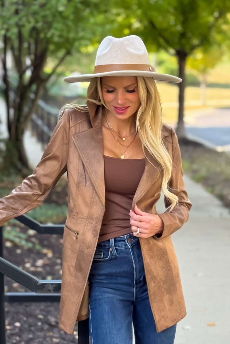 Charlie B Deka Faux Suede Jacket : Truffle