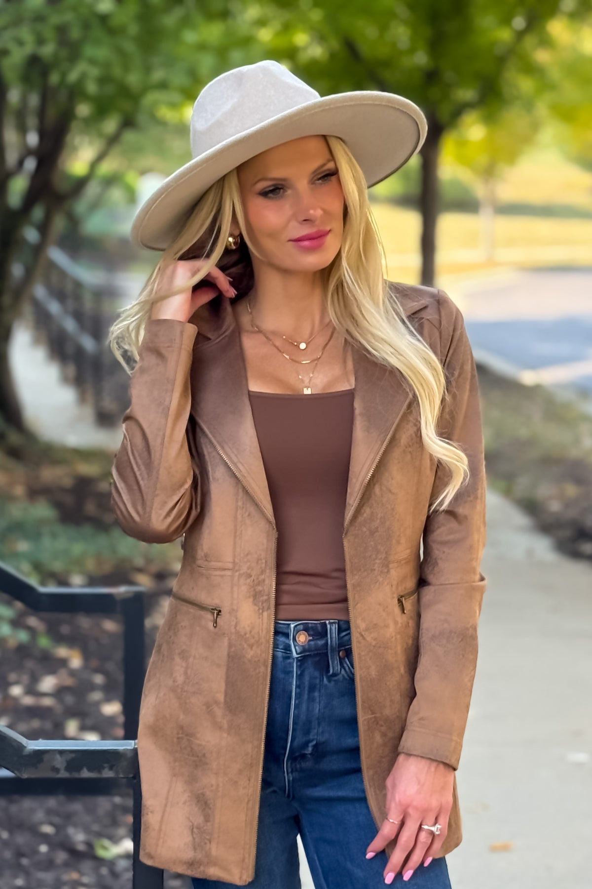 Charlie B Deka Faux Suede Jacket : Truffle