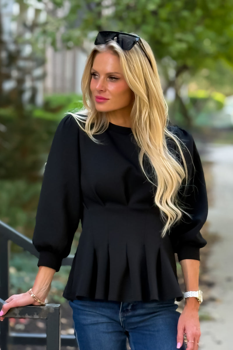 Ziva Double Knit Top : Black