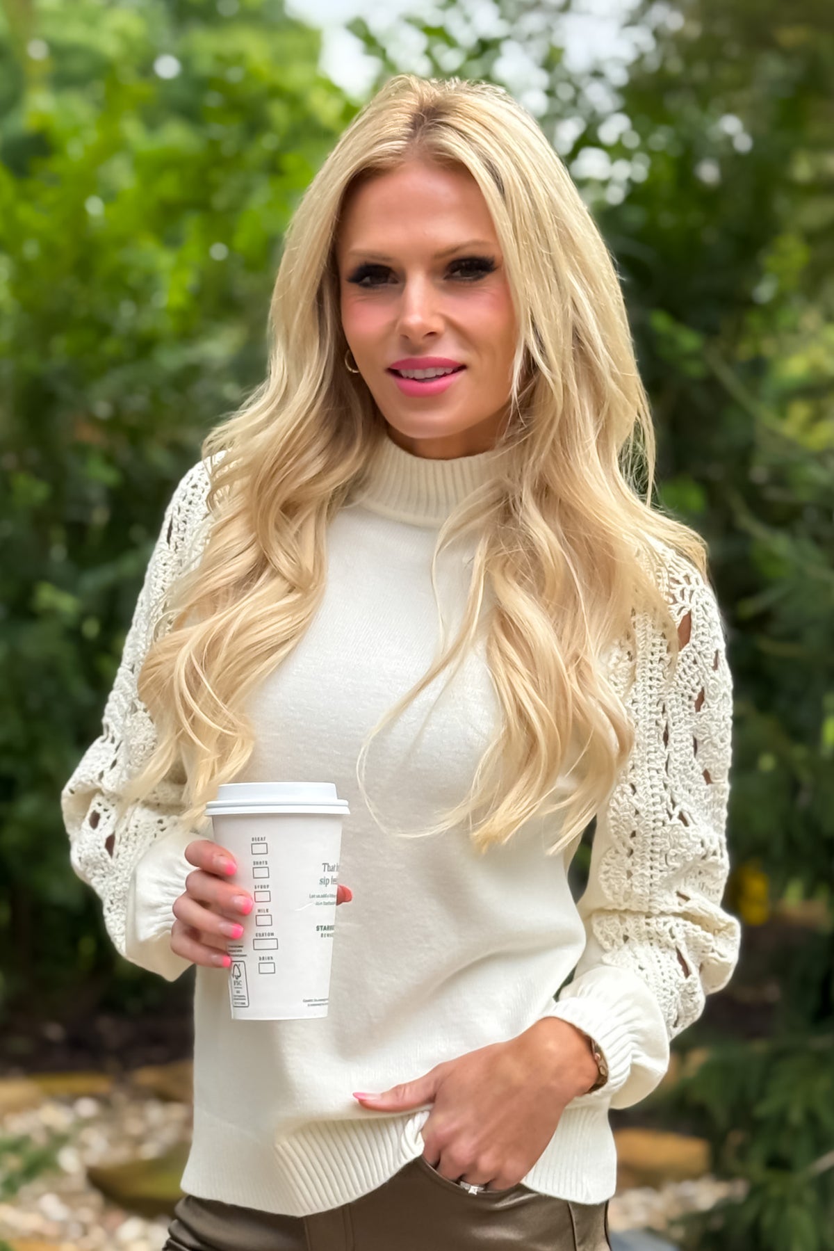 Charlie B Koemi Mock Neck Top : Cream