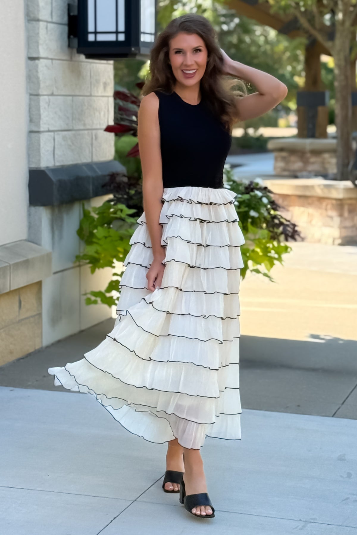 Sorel Tiered Maxi Dress : Black