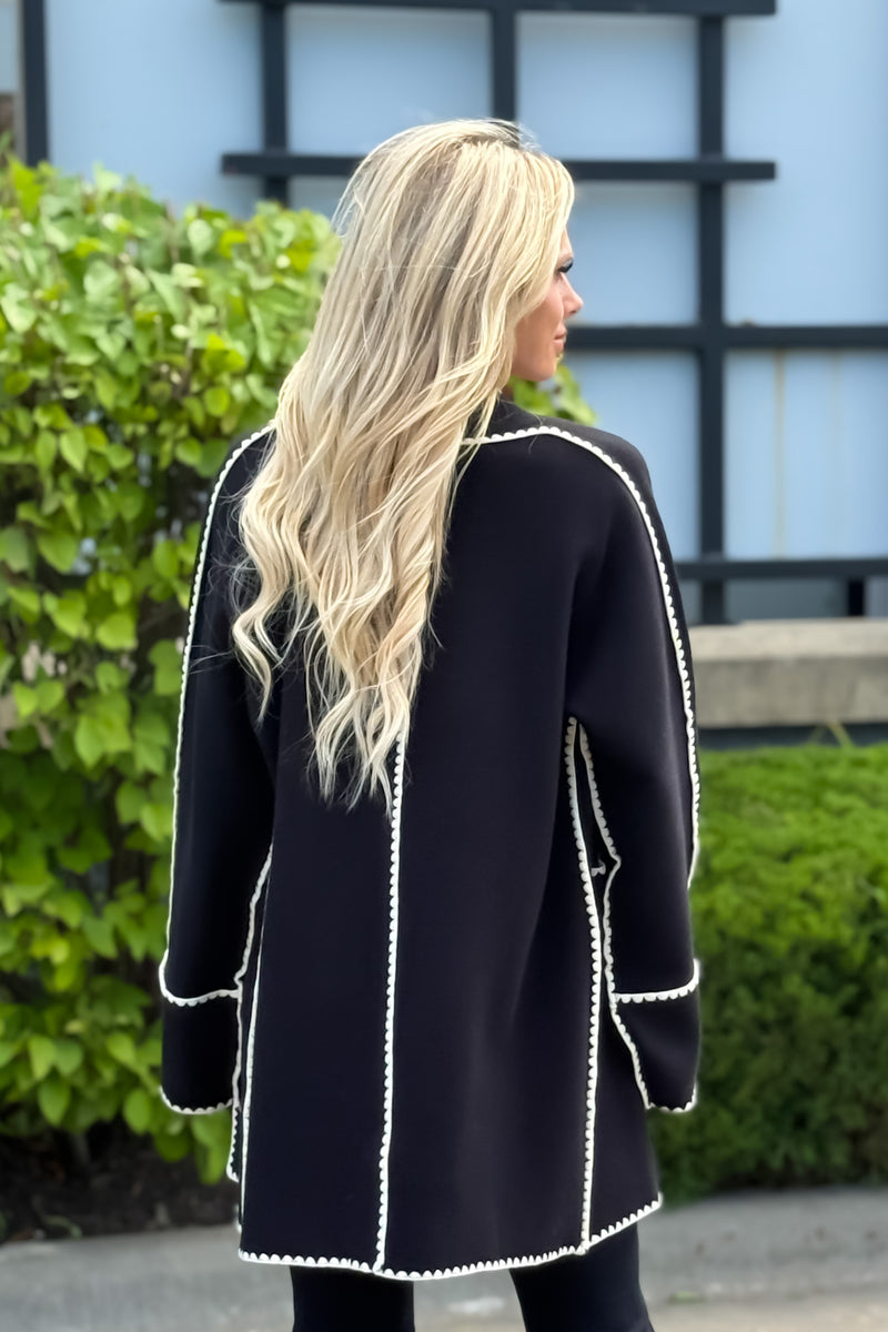 Pridget Long Sleeve Midi Cardigan : Black