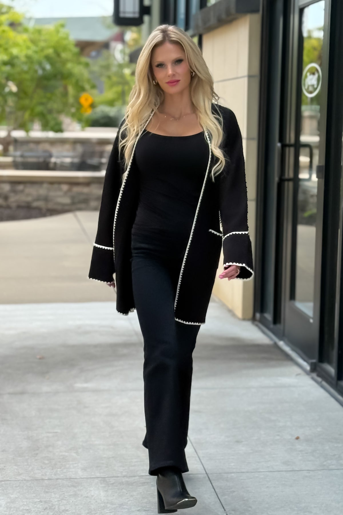 Pridget Long Sleeve Midi Cardigan : Black