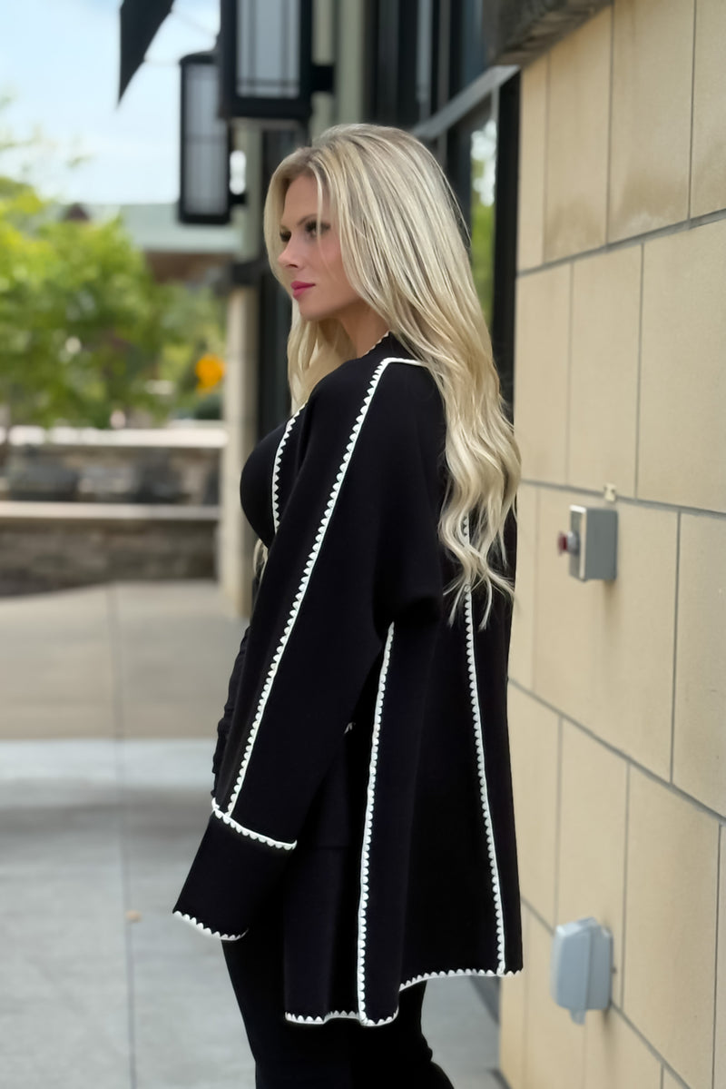 Pridget Long Sleeve Midi Cardigan : Black