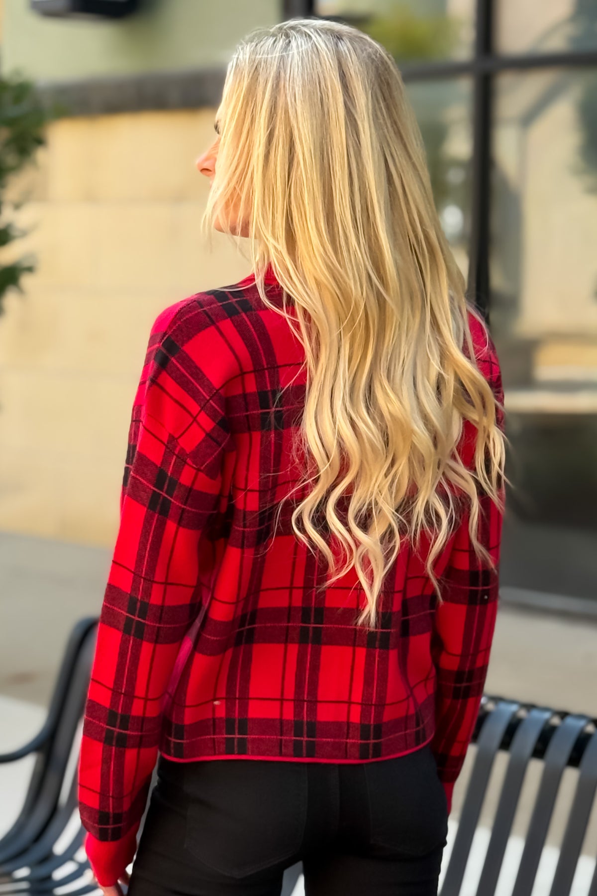 Sawyer Plaid Cardigan : Red