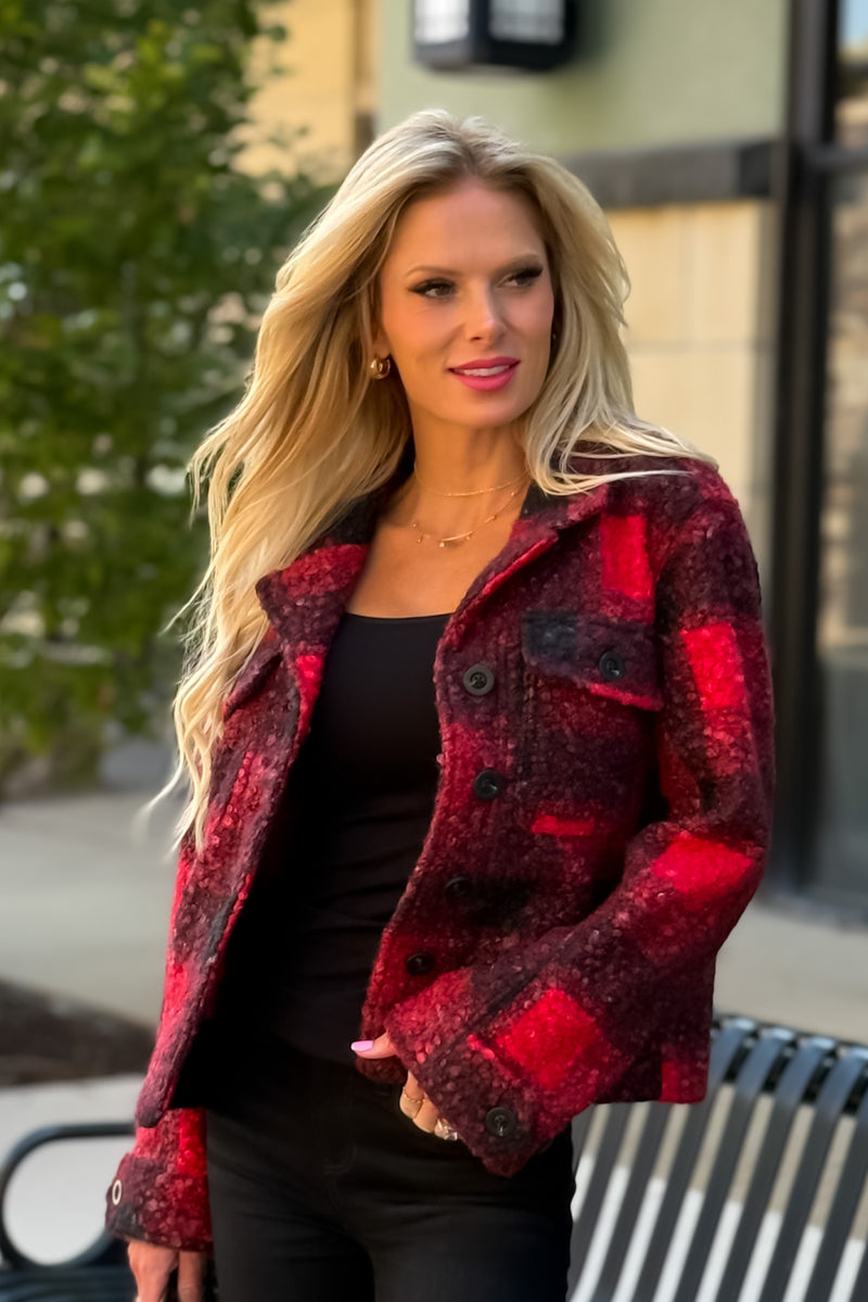 Liverpool Estes Park Boxy Shacket : Red