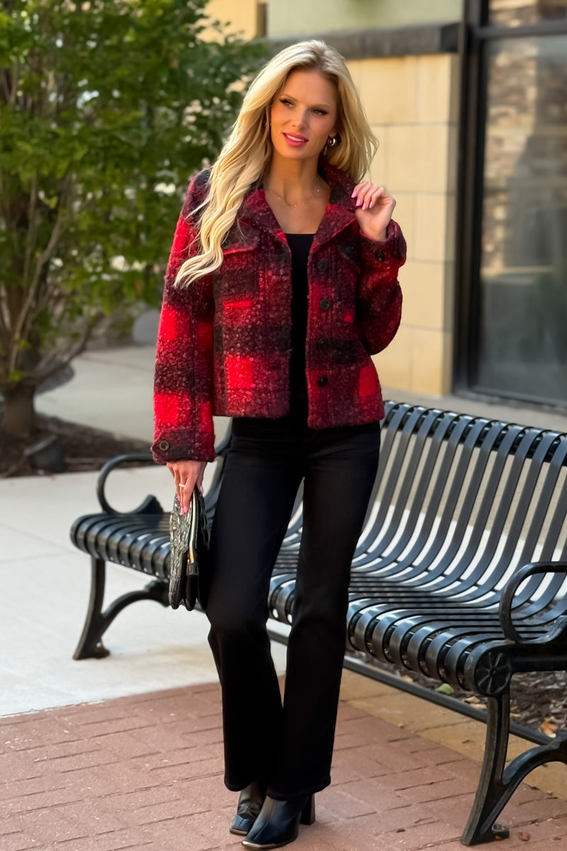 Liverpool Estes Park Boxy Shacket : Red