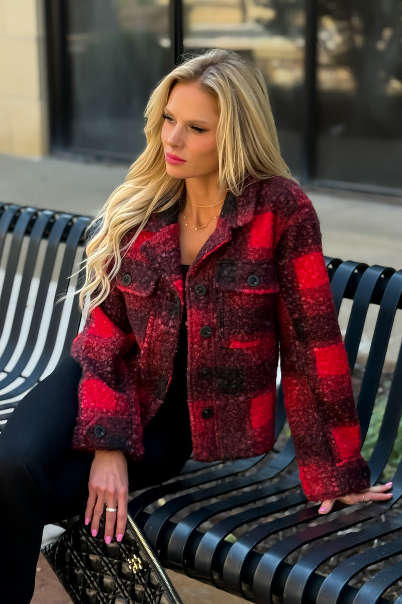 Liverpool Estes Park Boxy Shacket : Red