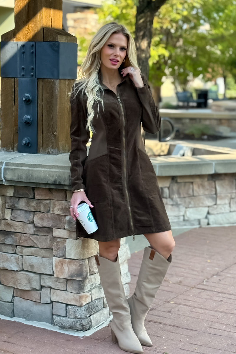 XCVI Uzma Corded Jacket Dress : Brownish Green