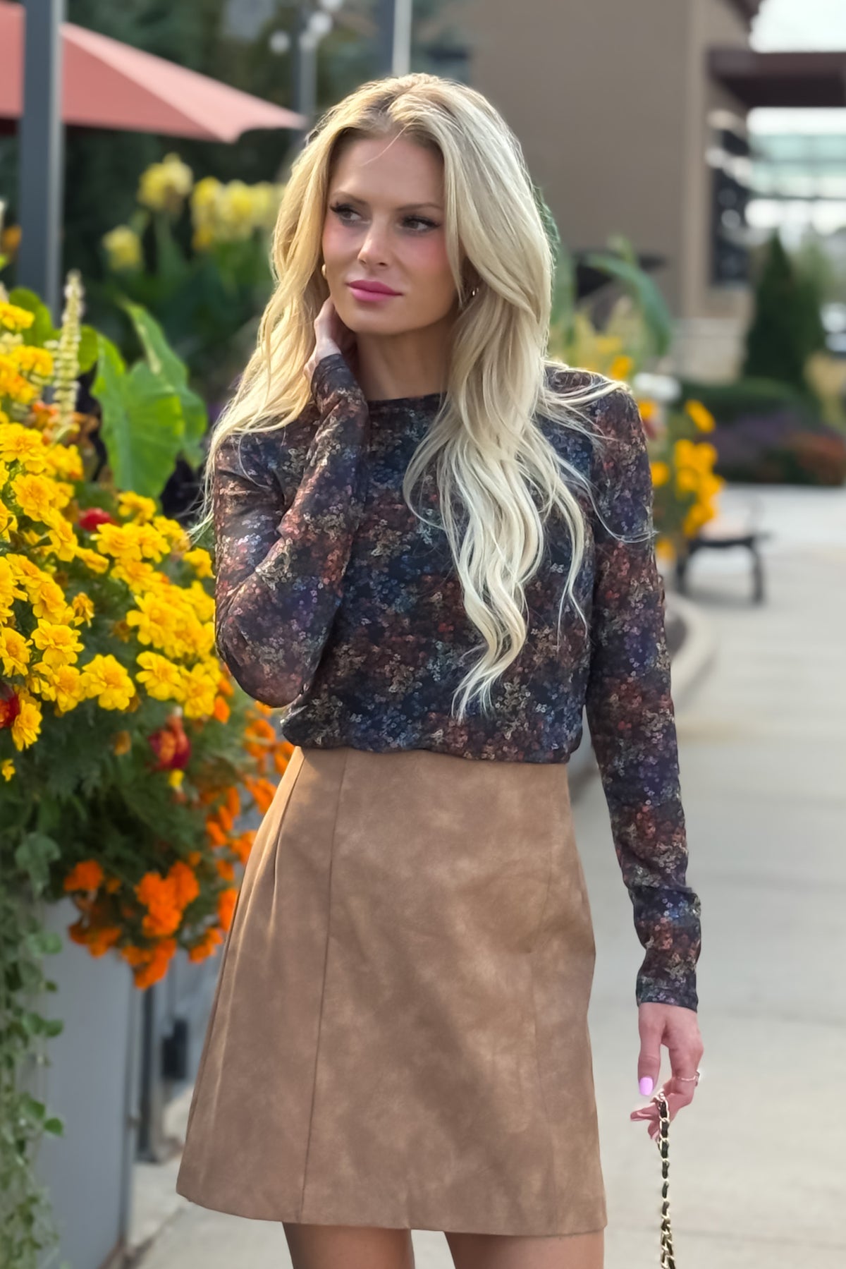 Danni Leather Skirt : Camel