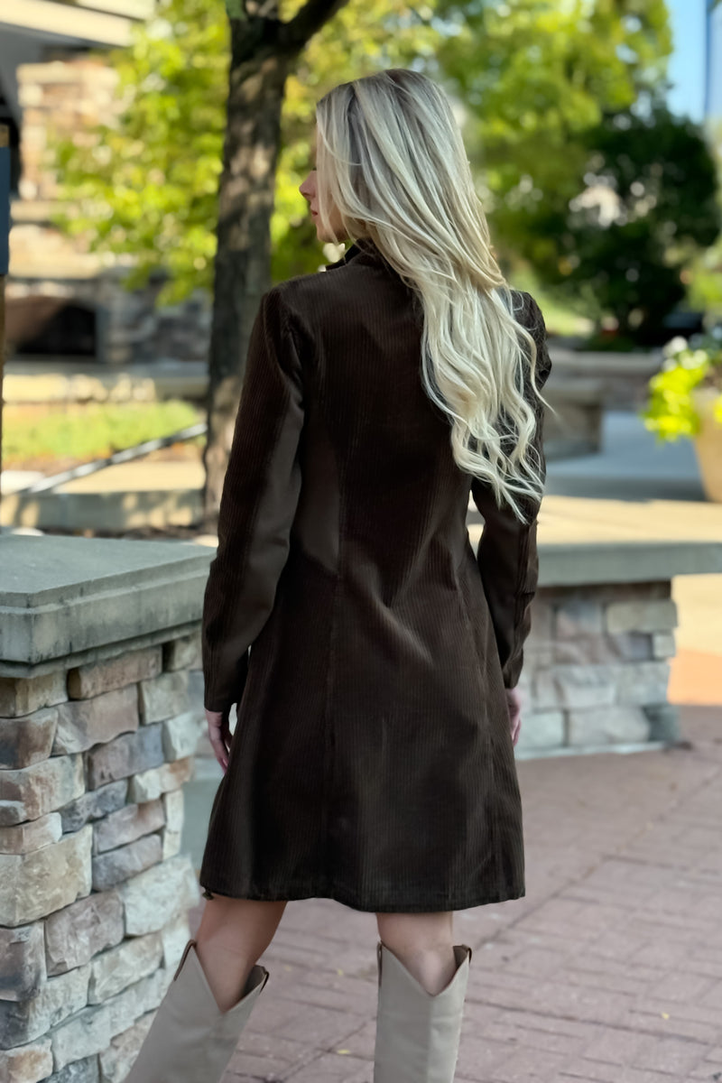 XCVI Uzma Corded Jacket Dress : Brownish Green