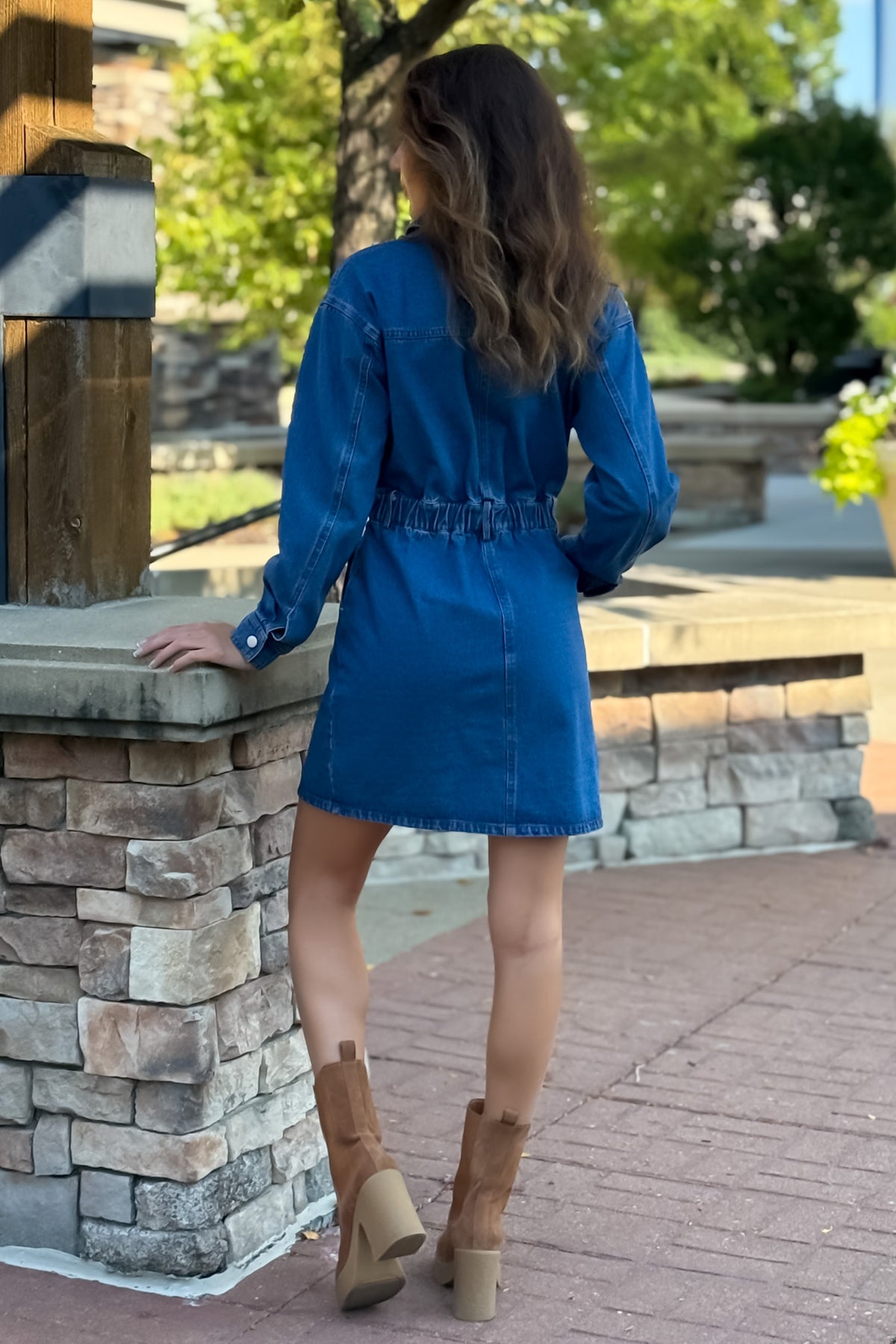 Saphira Denim Dress w/ Rivet Detail : Denim