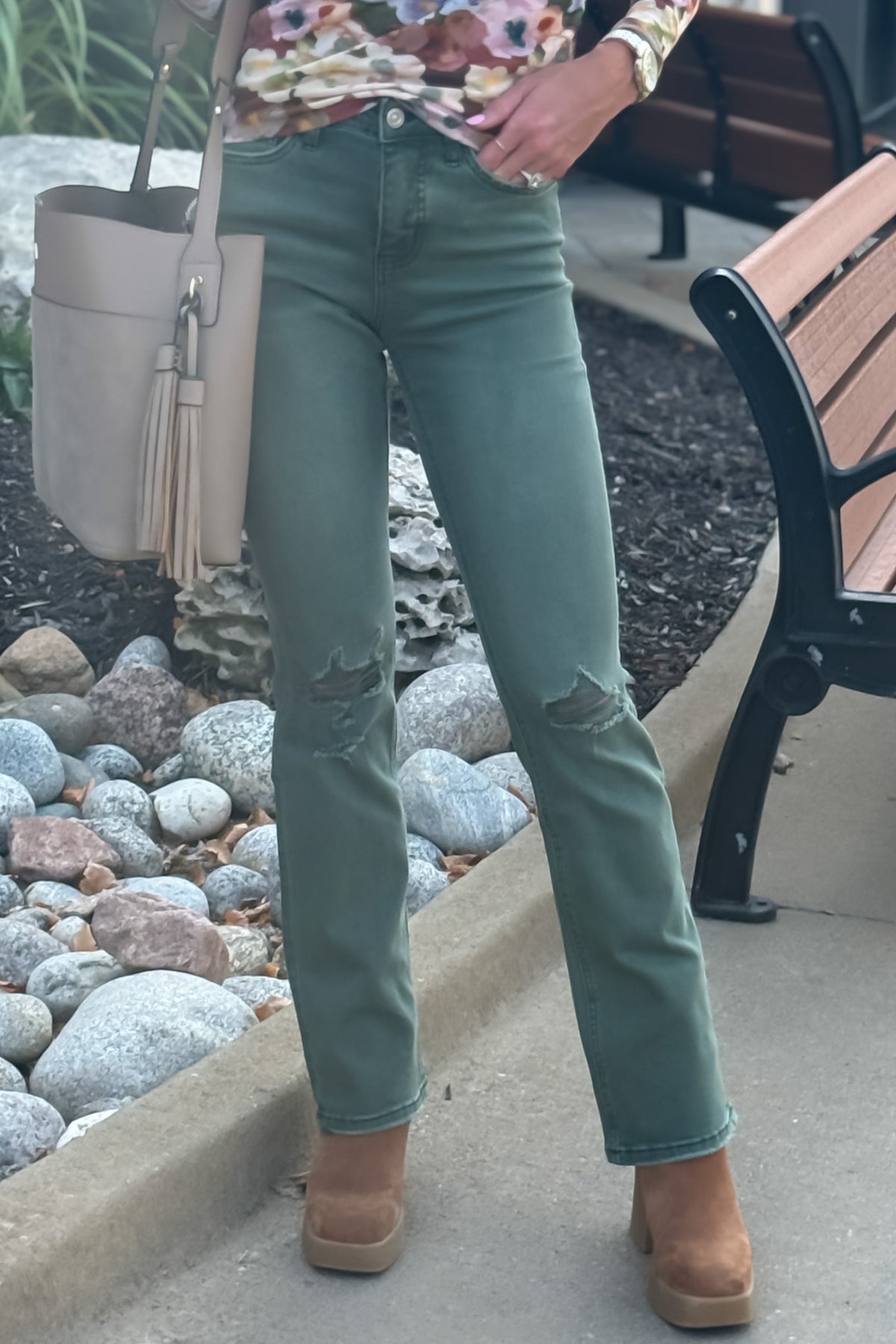 Bayeas Salome High Rise Flare Jeans : Green