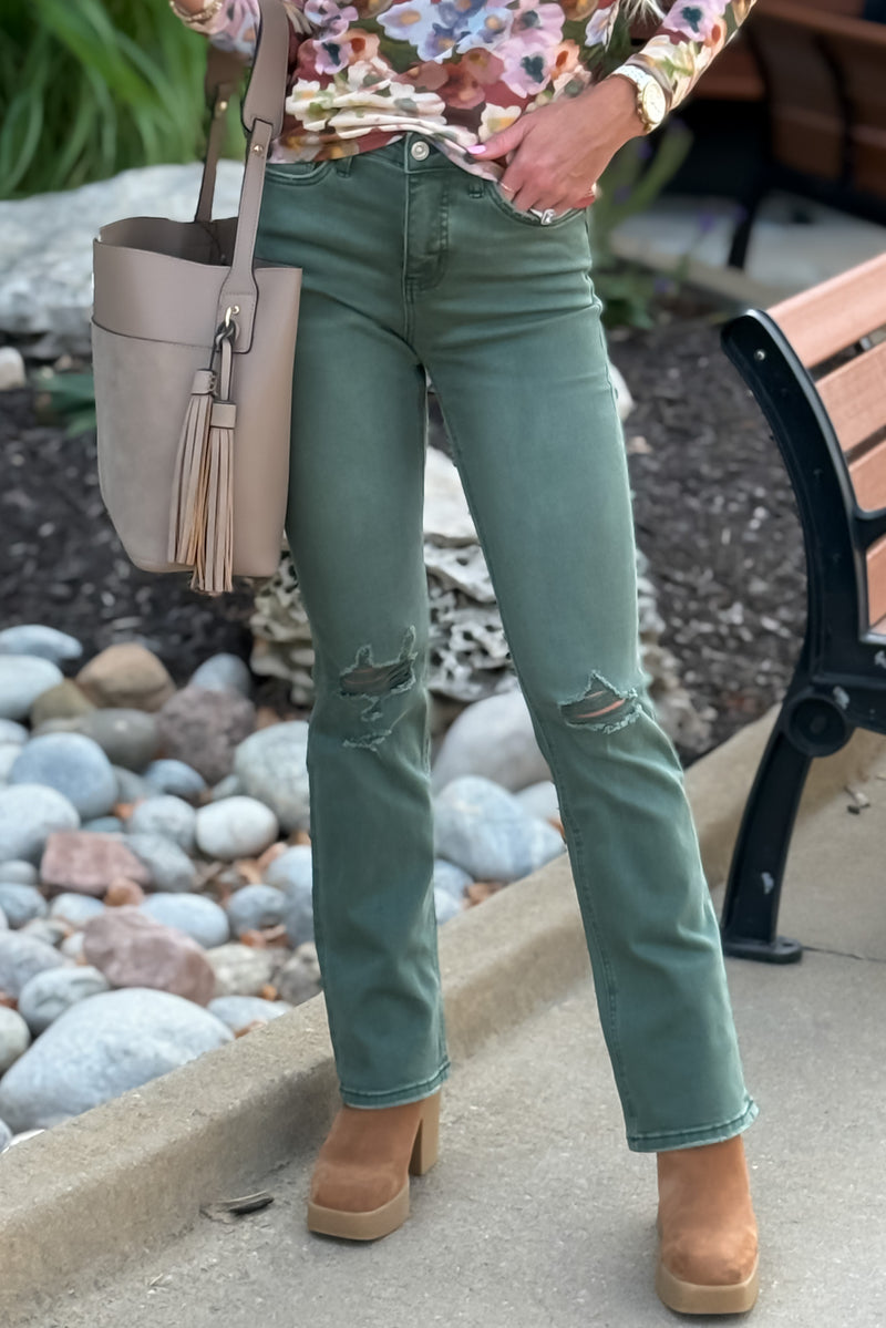 Bayeas Salome High Rise Flare Jeans : Green