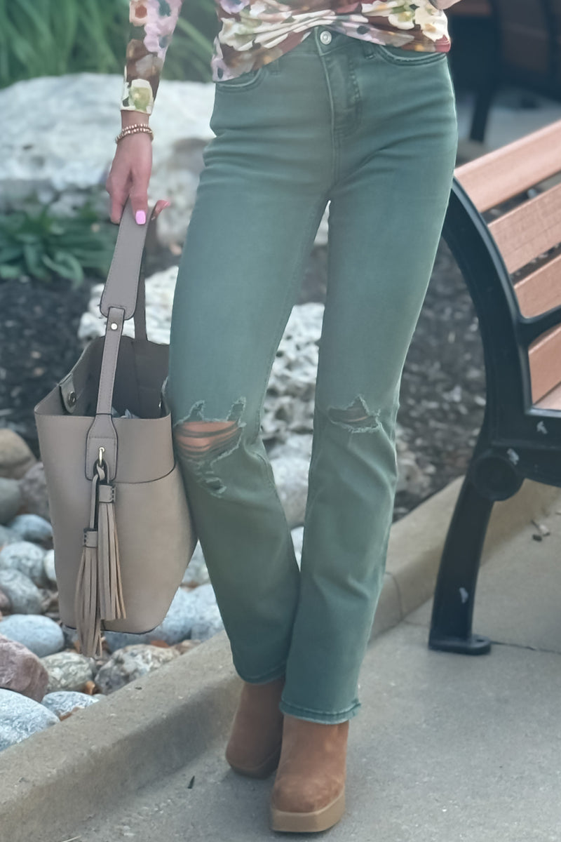 Bayeas Salome High Rise Flare Jeans : Green