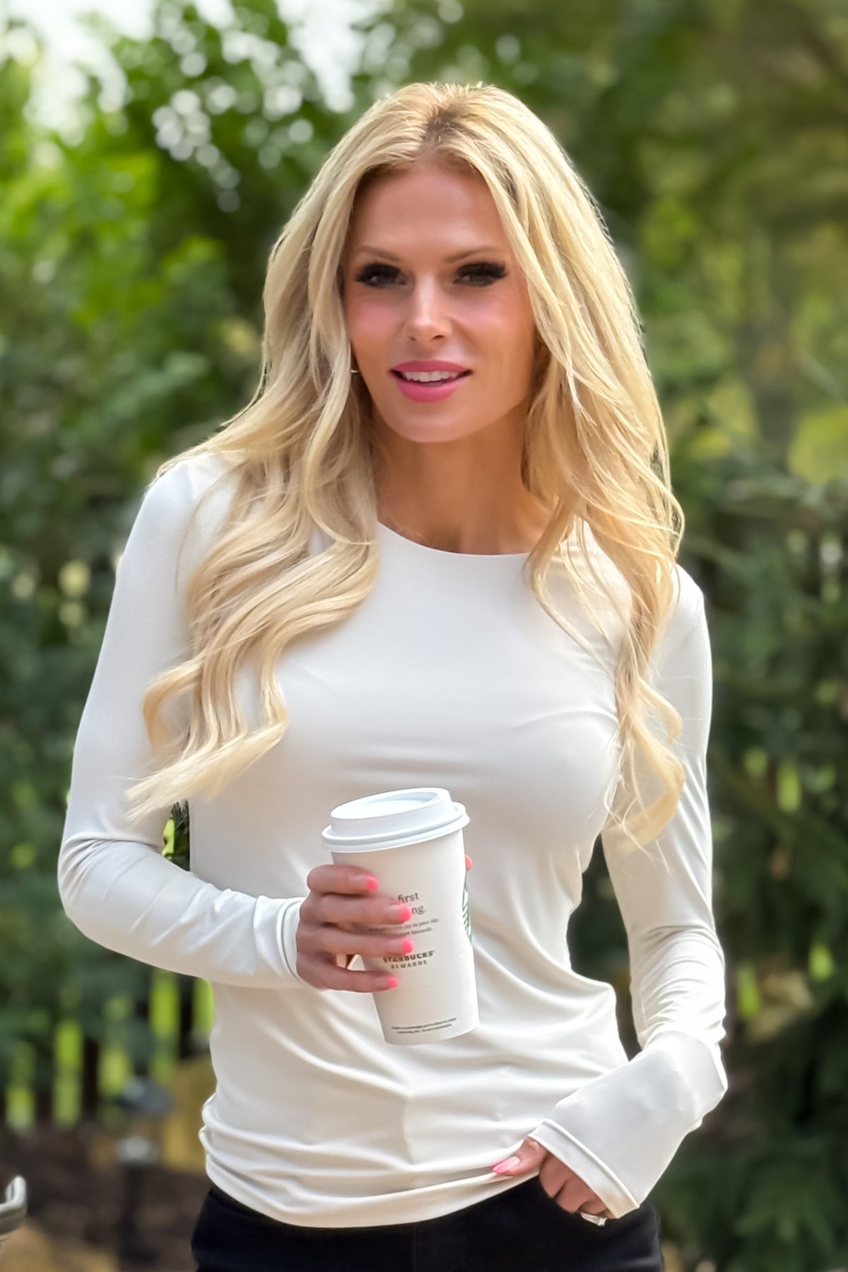 Charlie B Norine Long Sleeve Top : Cream
