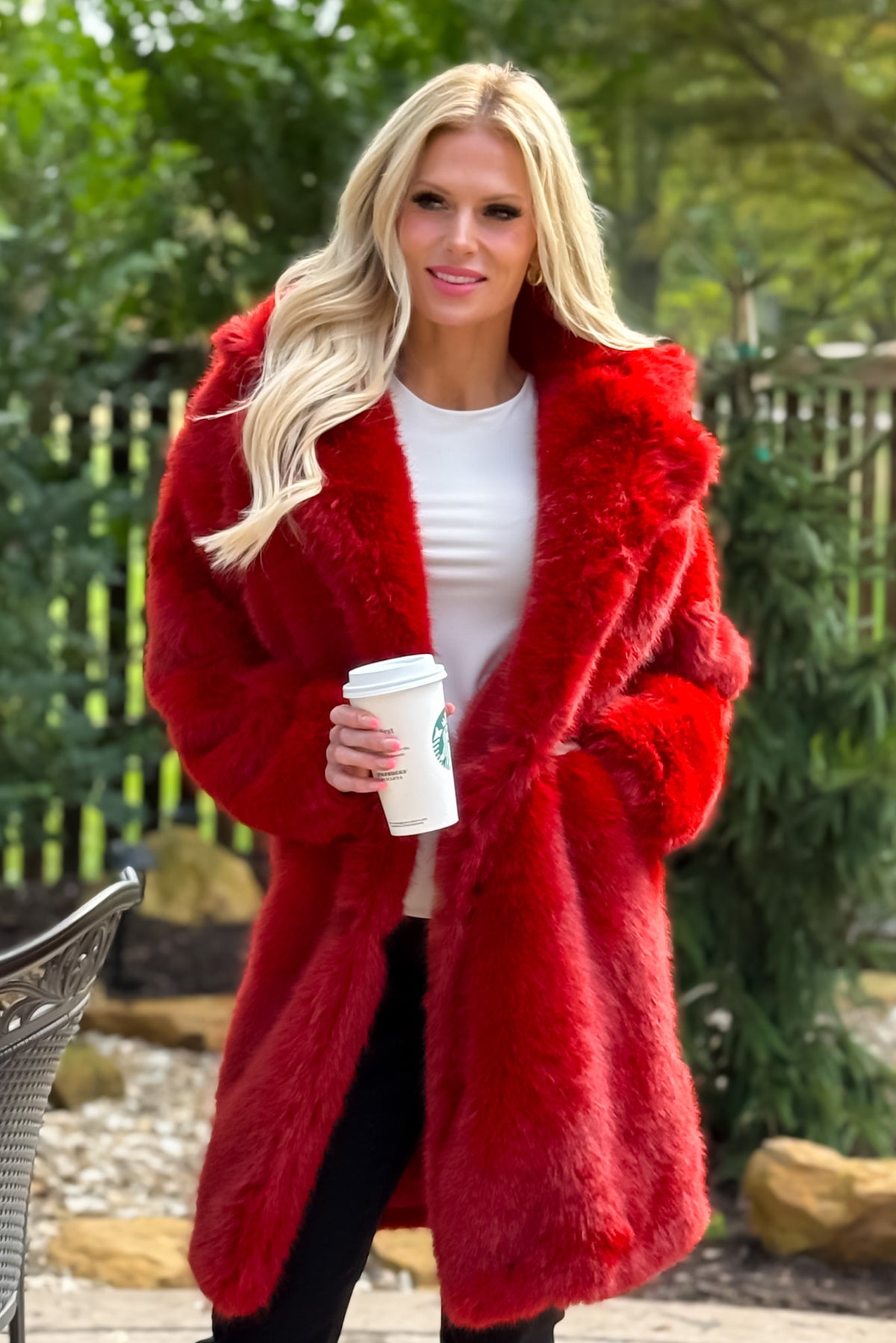 Fawn Fur Coat : Red
