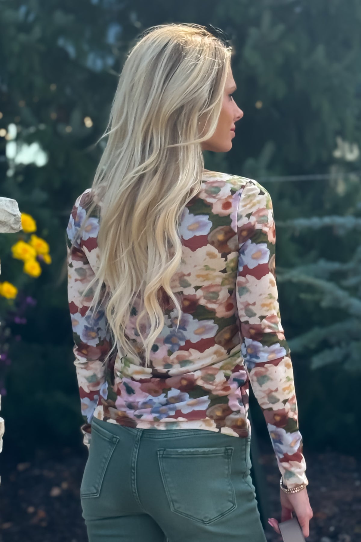 Charlie B Francesca Floral Mesh Top : Rust
