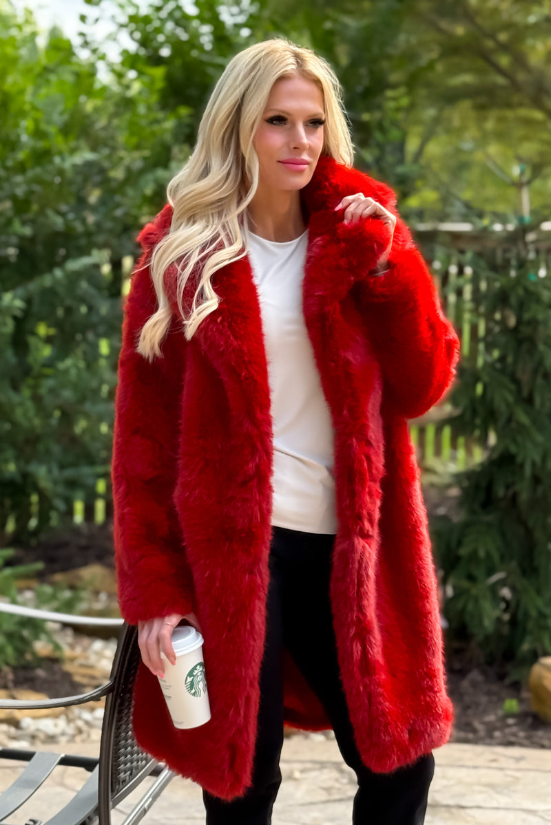 Fawn Fur Coat : Red