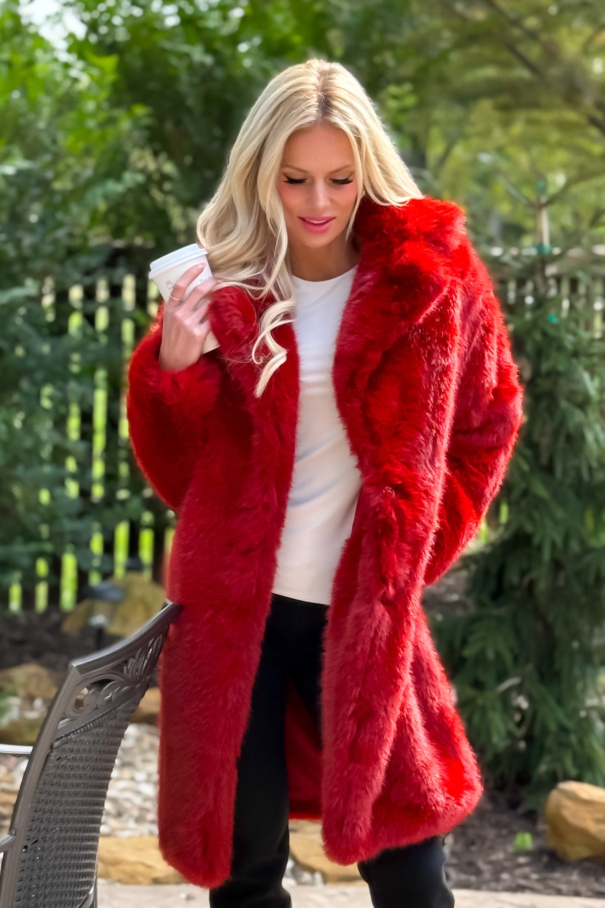 Fawn Fur Coat : Red
