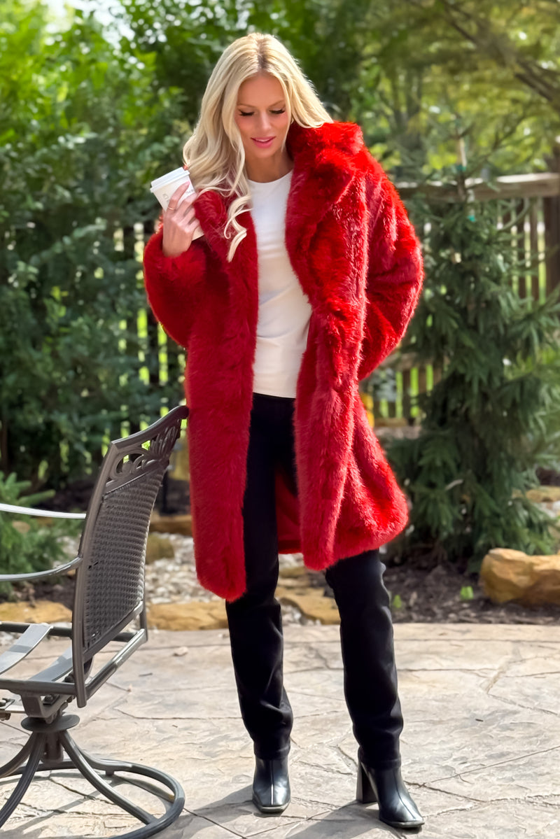 Fawn Fur Coat : Red
