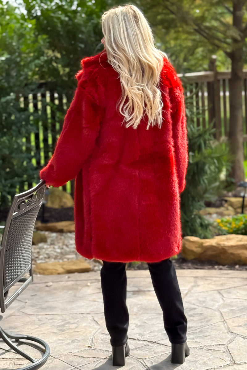 Fawn Fur Coat : Red