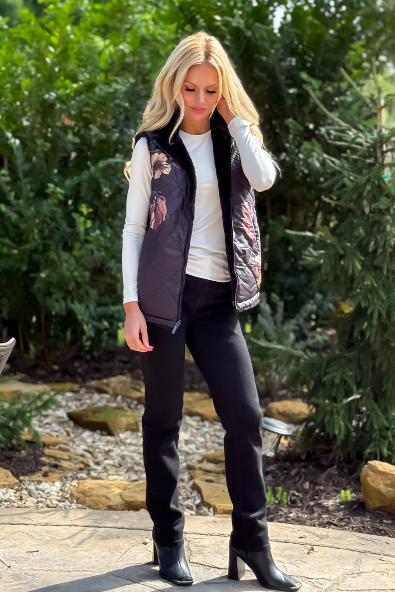 Charlie B Azha Reversible Faux Fur Vest : Black