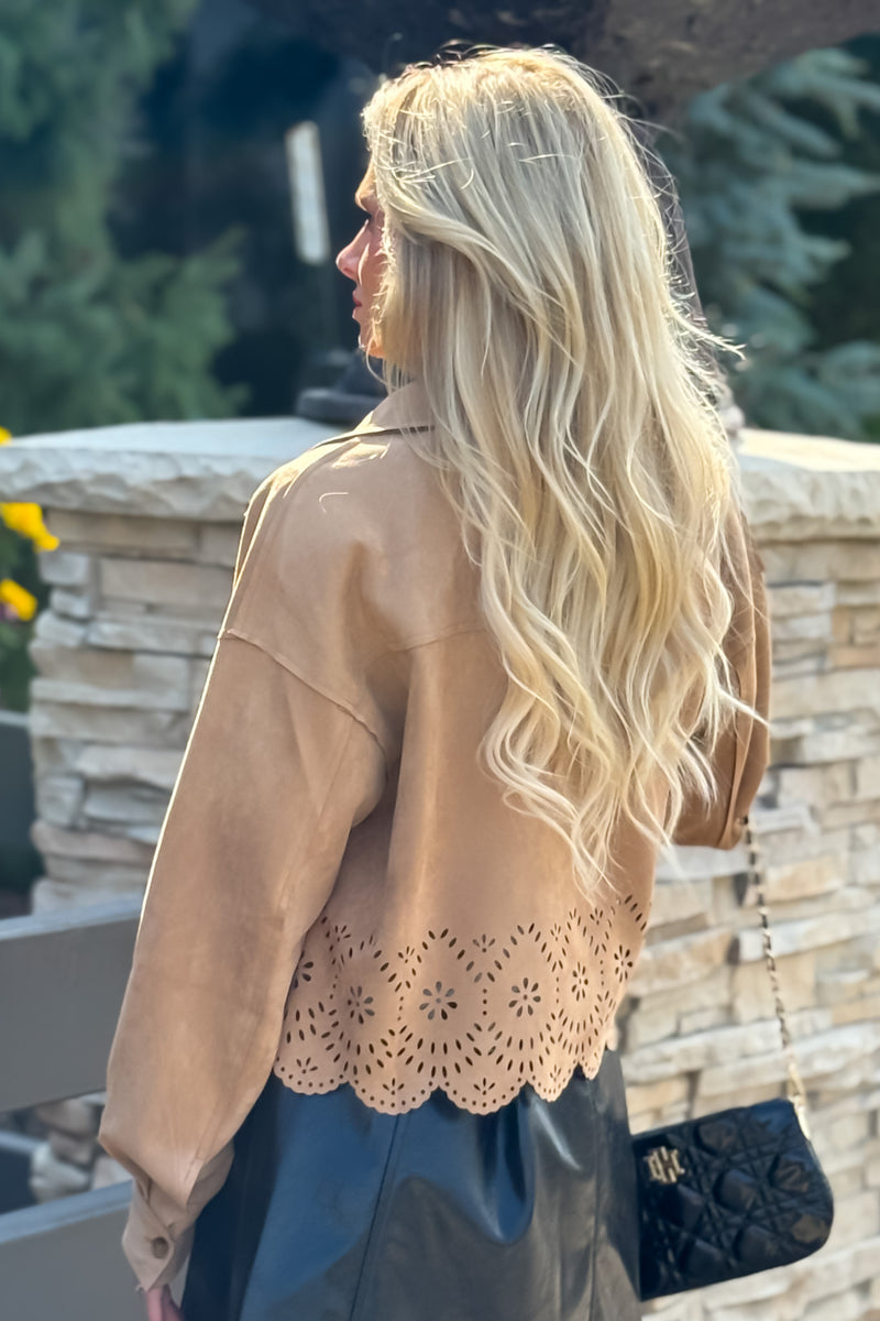 Viola Suede Shirt Jacket : Camel