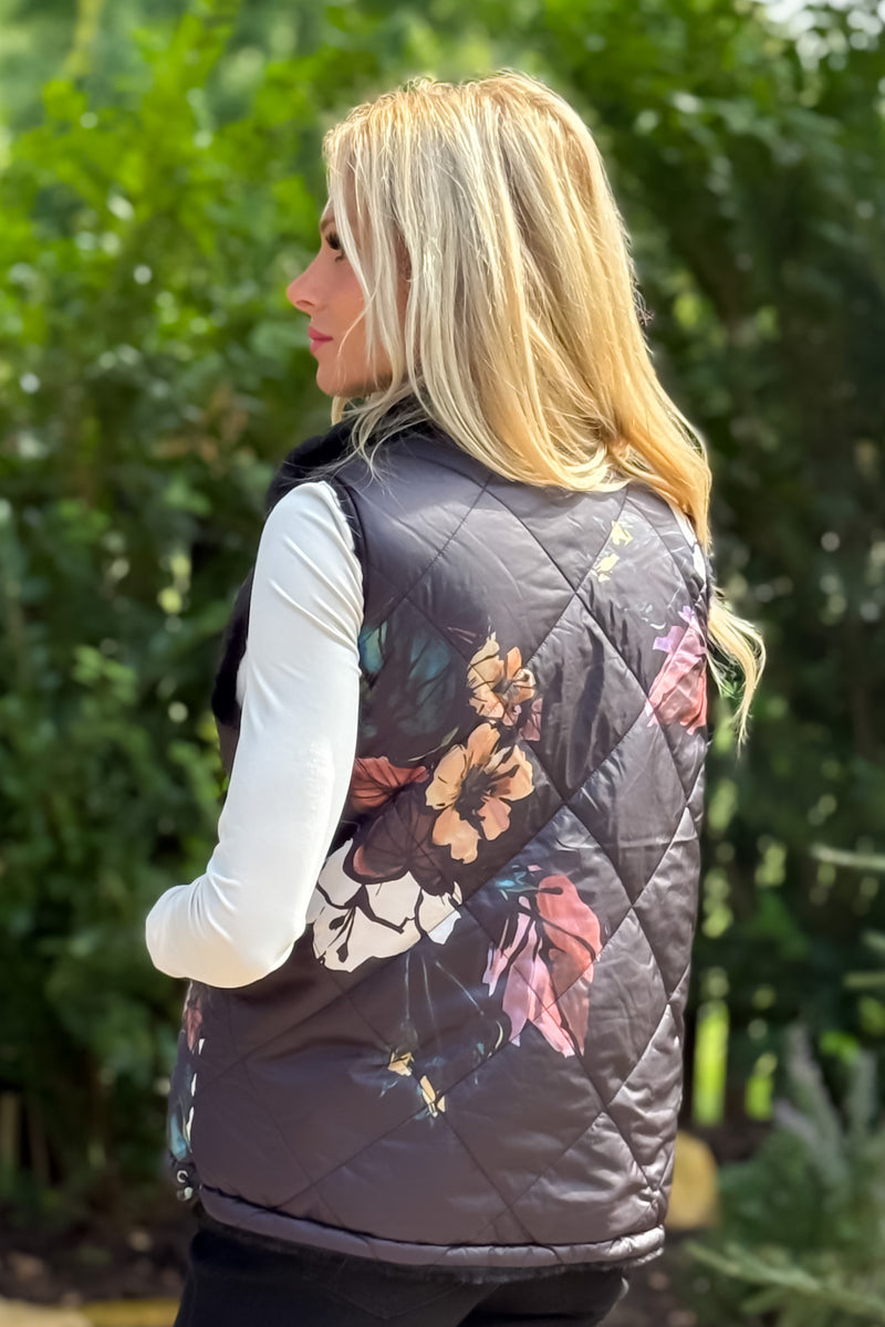 Charlie B Azha Reversible Faux Fur Vest : Black