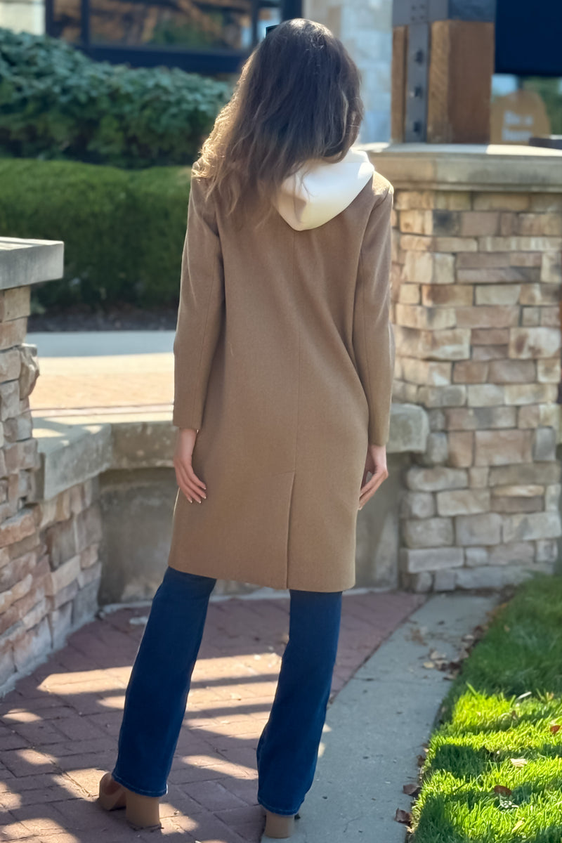 Tribal Sylvie Trench Coat w/ Hoodie : Biscotti