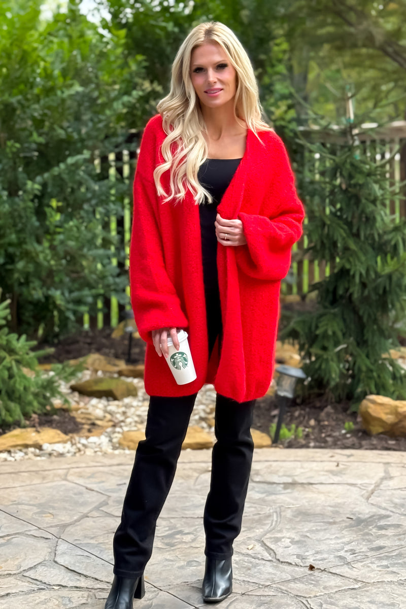 Onyx Oversized Cardigan : Red