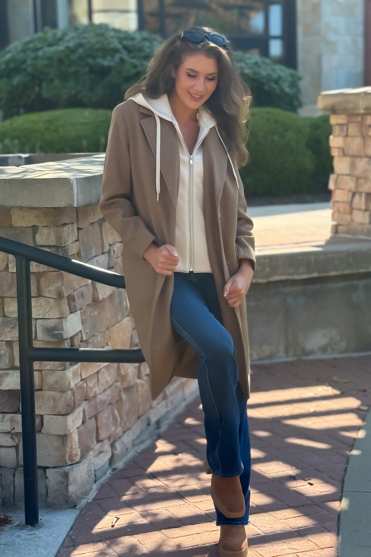 Tribal Sylvie Trench Coat w/ Hoodie : Biscotti