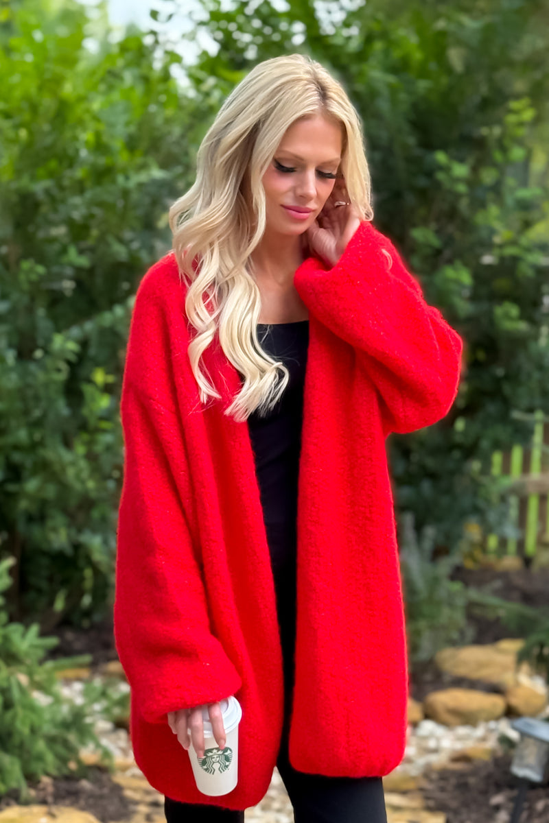 Onyx Oversized Cardigan : Red