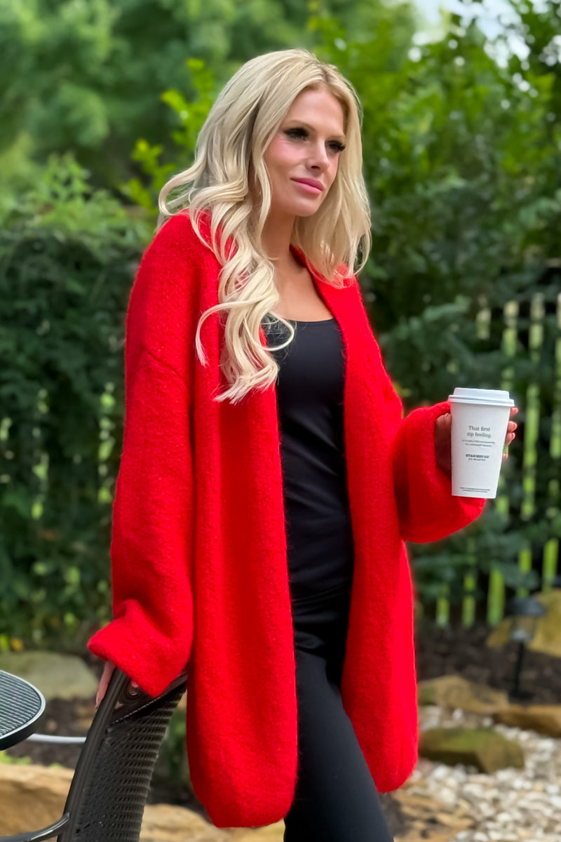 Onyx Oversized Cardigan : Red